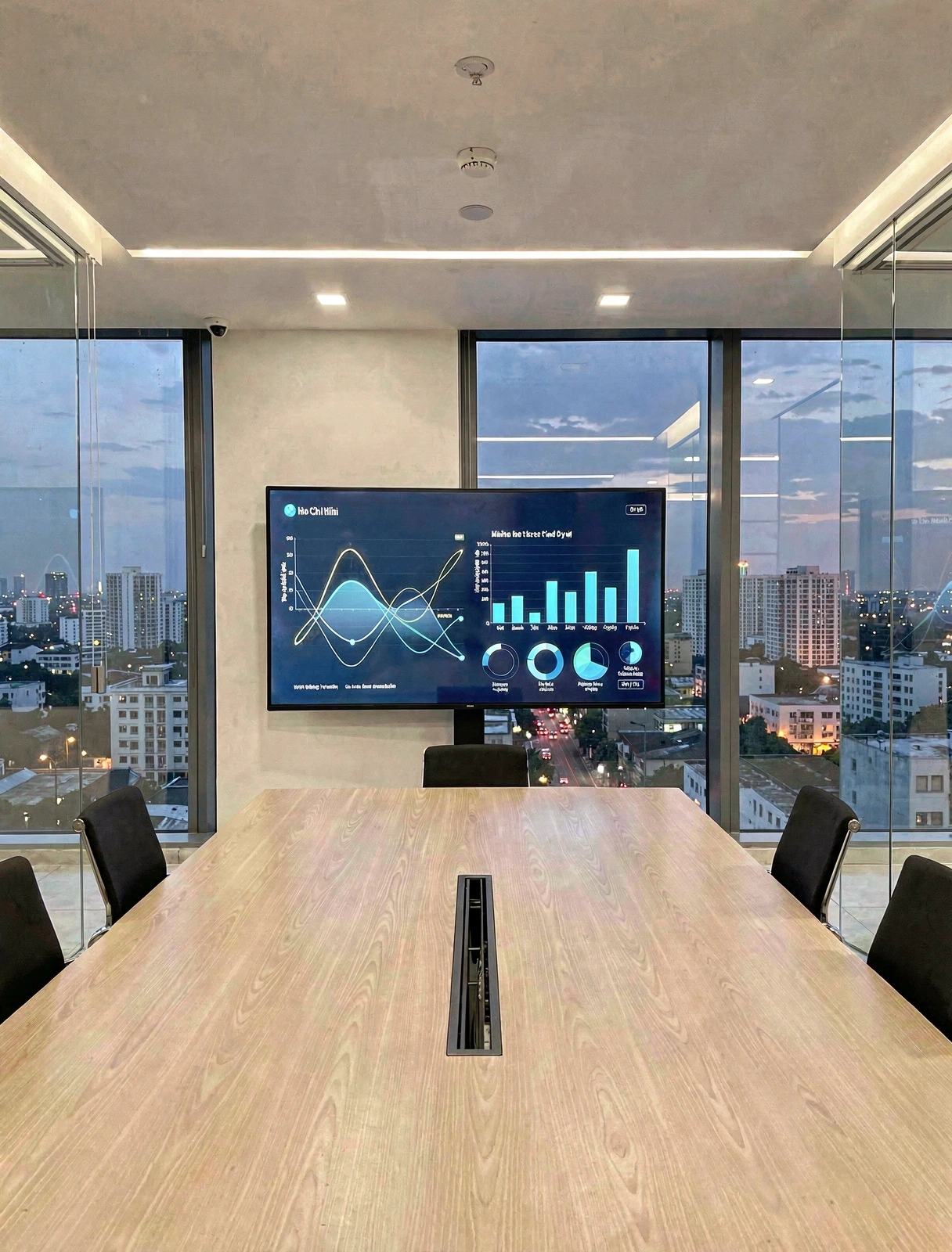 Modern boardroom for strategic data planning